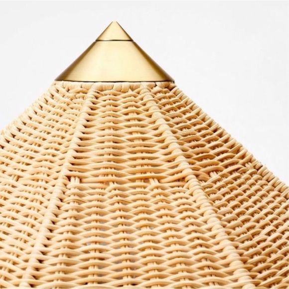 Floor Lamp Gold Iron with Tapered Rattan Shade Studio McGee Threshold - Picture 4 of 5